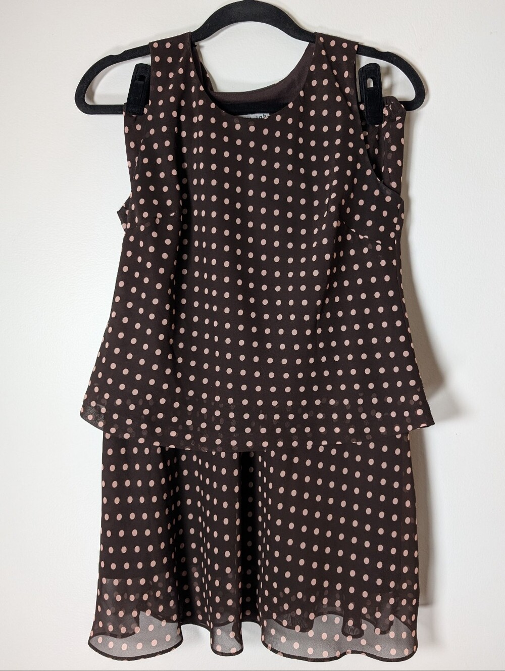 Madison Leigh Brown with Pink Polka Dots Skirt And Blouse/Tank Size 10P